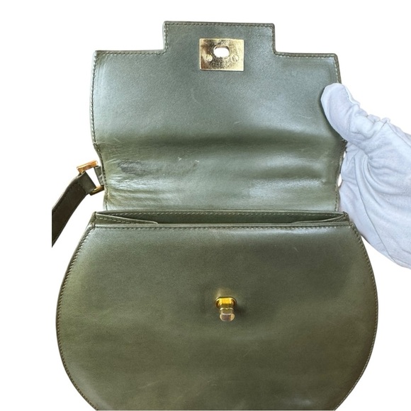 Vintage Mario Valentino Heritage Olive Green Leather Structured Crossbody Bag - Picture 7 of 10